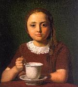 Constantin Hansen Little Girl with a Cup Sweden oil painting reproduction
